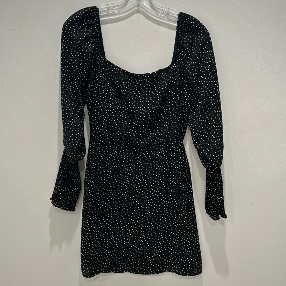 Black and white polkadot mini dress